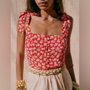 Sezane silk Doll Blouse size 8/40 in Cara red
